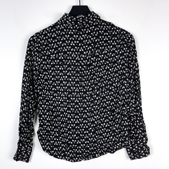 Zara (S) Button Down Blouse Black White Relaxed Fit - Picture 6 of 9